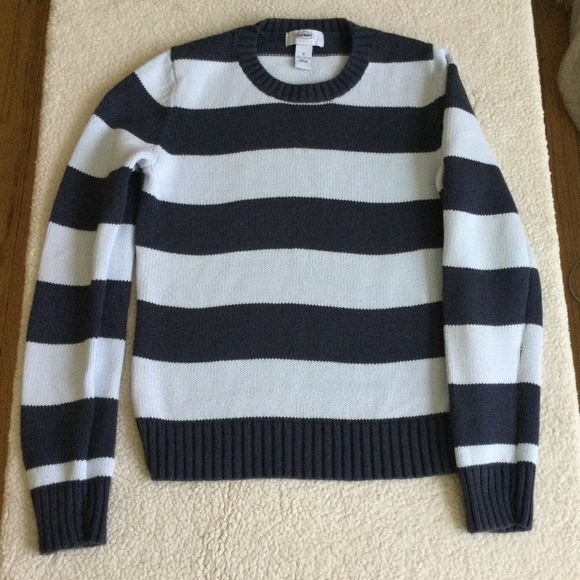 Vintage Old Navy Y2K Striped Sweater Crewneck Cotton Blue - Sz Small - Picture 1 of 7